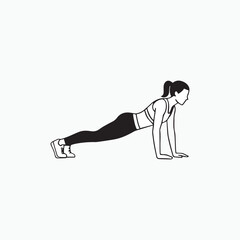 Illustration of a woman performing a plank exercise