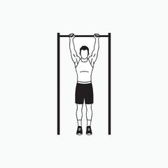 Vector art of man performing a pullup exercise on a pullup bar, , demonstrating strength training and fitness