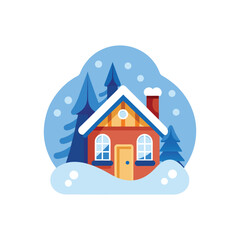 Snow Covered Icon | Flat Winter and Christmas Decoration Design