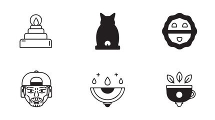 Collection of abstract geometric and symbolic iconography for digital applications and design projects vector