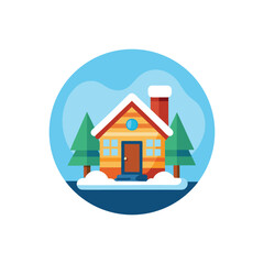 Snow Covered Icon | Flat Winter and Christmas Decoration Design