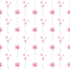 Seamless pattern, floral minimalist background with watercolor flowers. Repeat fabric wallpaper print texture. Perfectly for wrapped paper, backdrop.