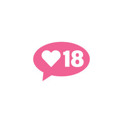 Pink bubble Button Like Icon Vector design. Illustration Love like social media feed.