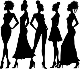 Fashionable Black Women Silhouettes Bundle