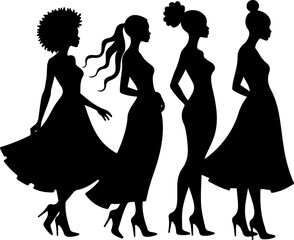 Fashionable Black Women Silhouettes Bundle