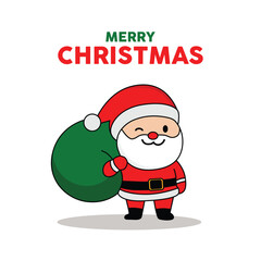 Merry Christmas greetings with cute Santa Claus icons for stickers