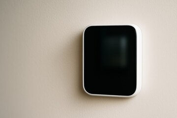 Smart display mockup mounted on wall in minimal interior with blank screen and light background for branding or interface presentation template. Ai generative