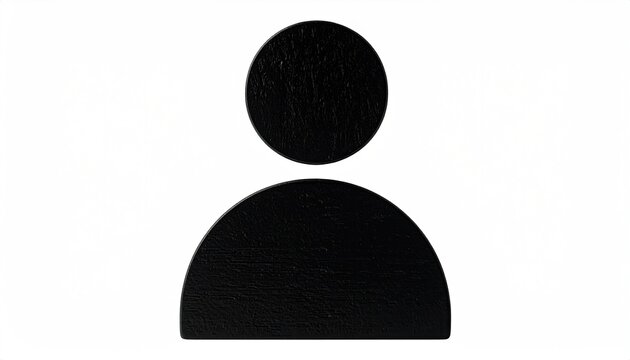 Simple black silhouette of a person, a circle atop an inverted arch, on white
