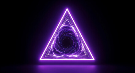 Glowing neon purple triangle portal effect abstract sci-fi futuristic digital art