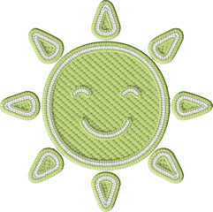 Colorful Embroidered Happy Sun Patch Illustration