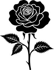 Black Rose Silhouette Floral Vector Illustration