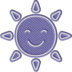 Colorful Embroidered Happy Sun Patch Illustration