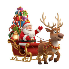 Fototapeta premium 3D Santa Claus and reindeer