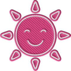 Colorful Embroidered Happy Sun Patch Illustration