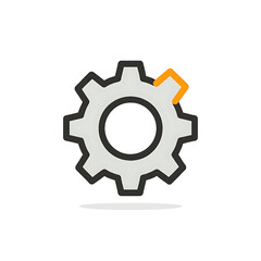 Obraz premium Vector graphic of a mechanical gear with a selected tooth, representing software development, engineering, or system configuration