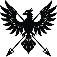 Heraldic Eagle Vector Logo Silhouette