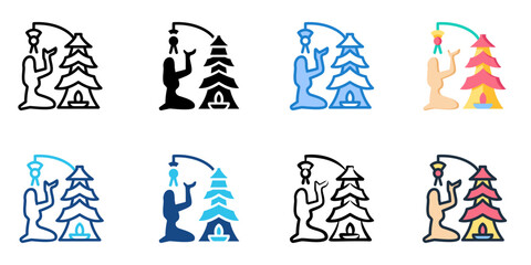 Galungan Balinese Festival icon set multiple style collection 
