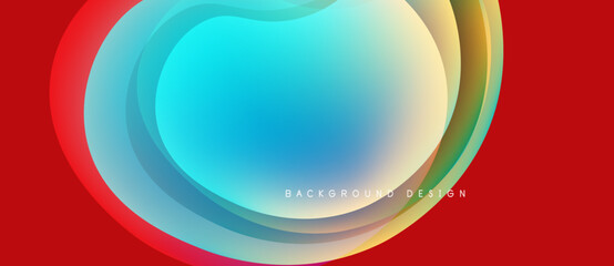 Abstract colorful layers create dynamic visual effect. Smooth gradients blend red, orange, blue hues. Modern design element for backgrounds.