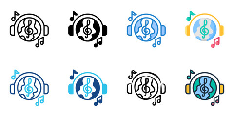 Fete de la Musique icon set multiple style collection 
