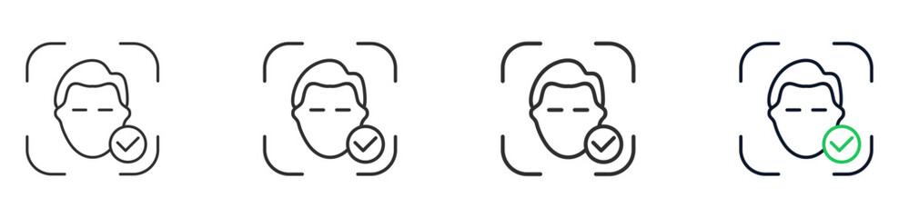 Identity Verified icon with line variations and two-tone style,  representing authentication, profile approval, and secure access. Minimal, scalable for UI and forms