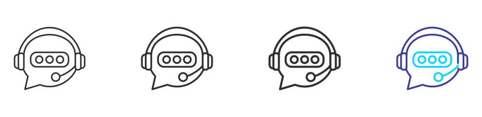 AI Chatbot icon with line variations and two-tone style, representing virtual assistant, conversational AI, and customer support. Clean, modern outline for apps and help centers