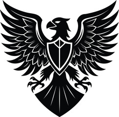 Heraldic Eagle Vector Logo Silhouette