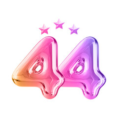 Number 44 with Stars 3D Rendered Illustration.
