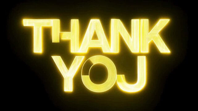 Thank You Animated Yellow Neon Sign on Black Background | Video Outro Title - Powered by Adobe