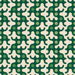 Retro Inspired Repeating Green Blob and Dot Organic Pattern
