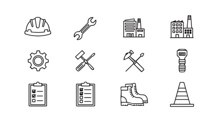 Set of industrial and construction icons for building and repair services vector