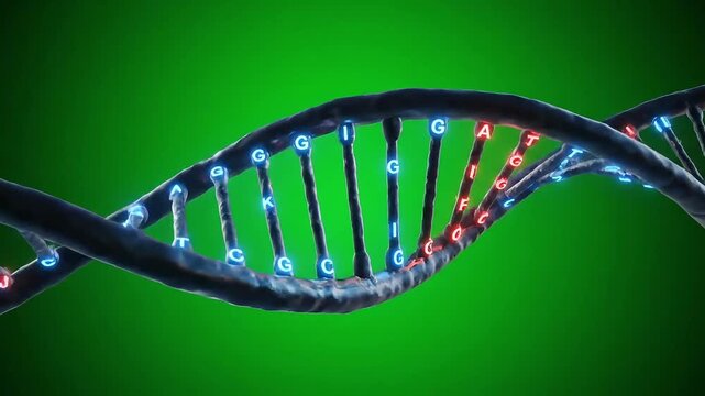 Dynamic DNA strand animation showcases genetic code, ideal for science, medicine, or technology presentations, a modern scientific illustration - Powered by Adobe