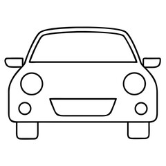 Clean line art vector illustration of a car front view scalable graphic design ready for digital and print projects isolated on transparent background