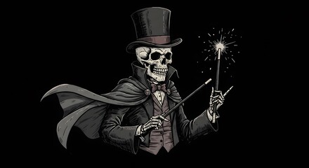 Obraz premium Skeleton magician illustration