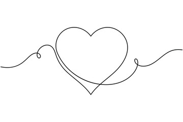 Modern romantic love heart shape continuous one line drawing minimalist abstract vector illustration