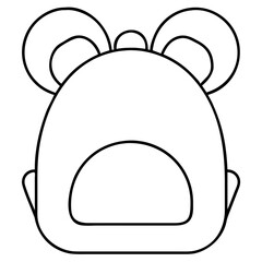 Cute cartoon kids backpack line art vector illustration with playful ears for school and fun isolated on transparent background