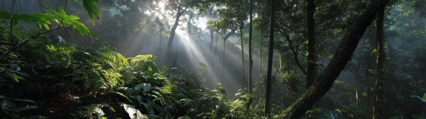 Lush tropical forest hdr panoramic scene vibrant nature captured in 360-degree serenity