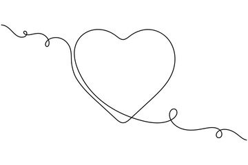 Fototapeta premium Modern romantic love heart shape continuous one line drawing minimalist abstract vector illustration