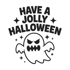 Fototapeta premium Spooky friendly ghost wishes you a jolly Halloween with fun stars and festive lettering perfect for seasonal celebrations