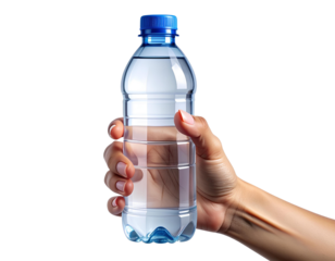 Woman Hand Offering Water Bottle Forward, Isolated PNG