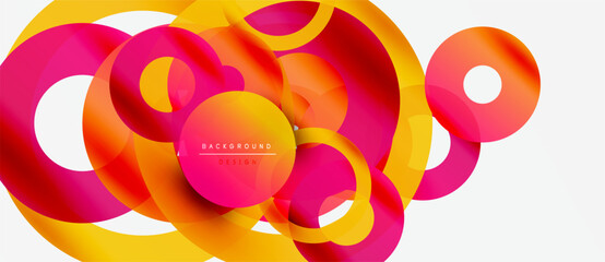 Abstract colorful shapes overlap, creating dynamic visual flow. Bright hues blend, forming modern background design.