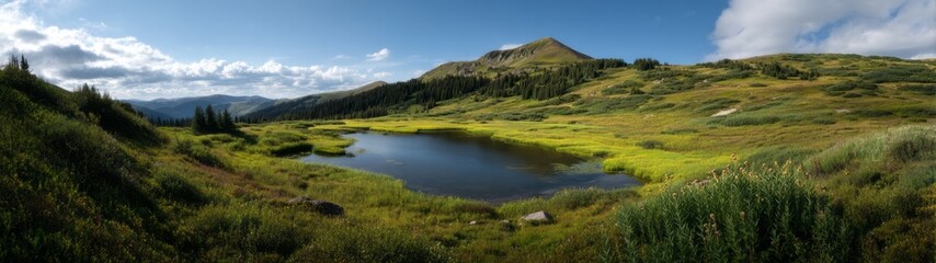 Obraz premium Serene alpine hdr panoramic scene at finalenhance nature's beauty 360-degree perspective