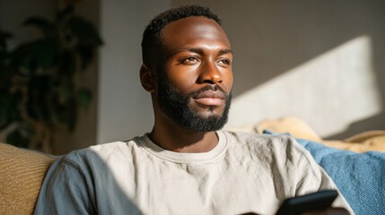 Man sitting on sofa.