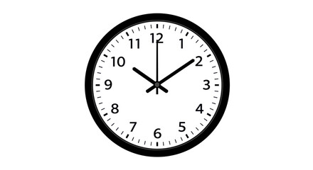 Simple Black and White Analog Clock Showing Ten Past Two