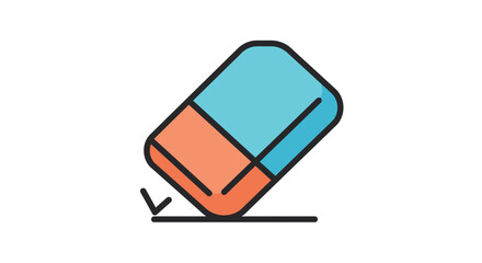 Colorful Eraser Icon with Erasing Action, Vector Illustration Design