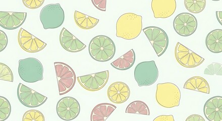 Citrus Fruit Pattern Design Refreshing Summer Theme.