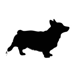 Black Corgi dog peeing silhouette illustration