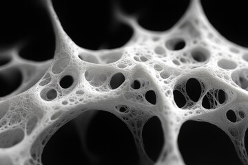 Intricate microscopic cellular network with detailed porous structure, perfect for captivating scientific and medical presentations.