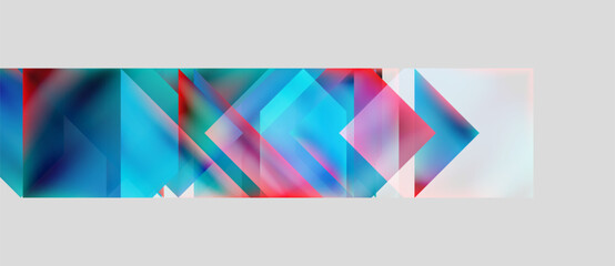 Abstract geometric shapes, vibrant colors blend. Triangles form dynamic composition, suggesting movement, direction. Modern design element. © antishock