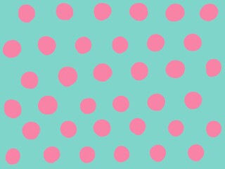 緑にピンクの水玉模様