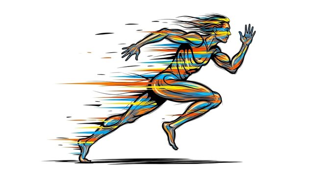 Human figure running in motion